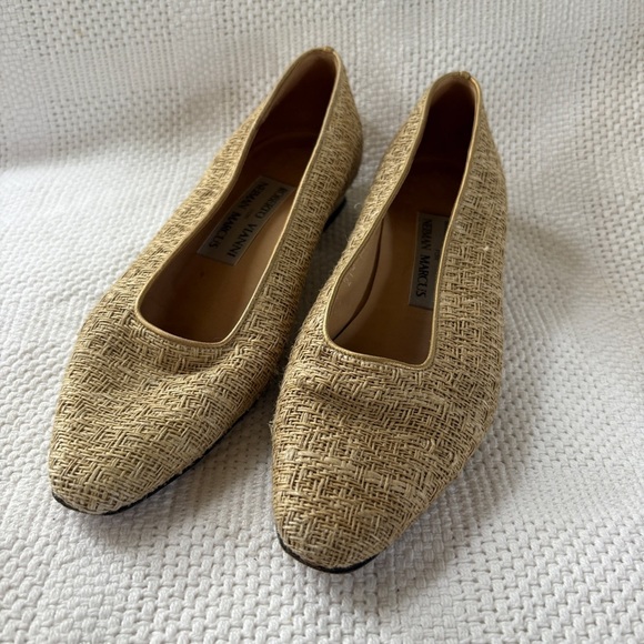 Vintage Roberto Vianni Neiman Marcus Natural Woven Point Toe with 1" Heel Size 6 - Picture 1 of 12